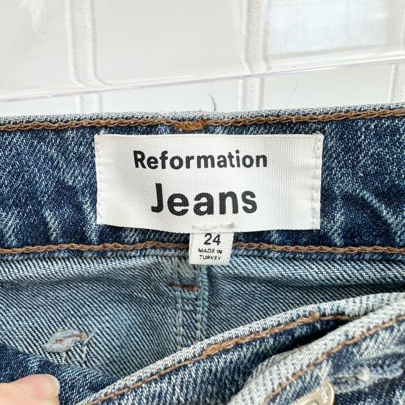 Reformation Alyssa Patch Pocket High Rise Wide Leg Jeans Denim Womens - Picture 4 of 7